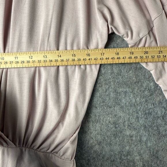 American Apparel One Piece Bodysuit Women's Pink Beige Long Sleeve V-Neck - Picture 5 of 5